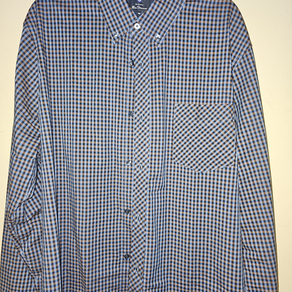 Ben Sherman Blue and Black Checkered Button Down Shirt